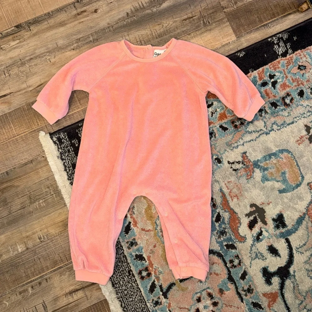 Goldie + Ace Terrycloth Pink Long Sleeve Casual Romper Onsie Outfit 12-18MOS